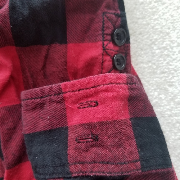 Buffalo Check Red Black Plaid Shirt Long Sleeve - Picture 9 of 11